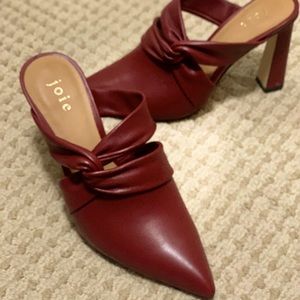 Joie red high heeled mules